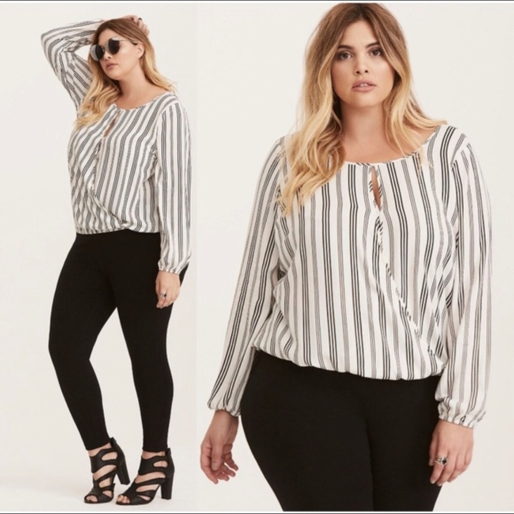 Torrid Surplice Wrap Top, Stripped, Sz 1
